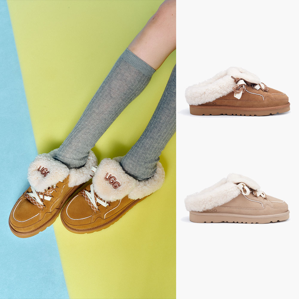 오즈라나 로고 시어링 스니커 로퍼 (굽2cm) OZLANA UGG OZ1040