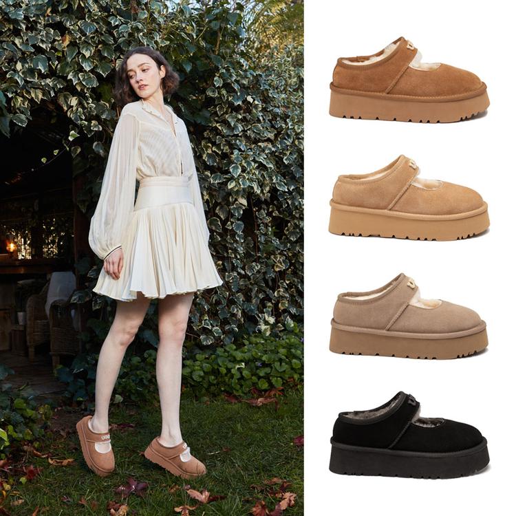 오즈웨어 어그 메리 제인 EMB 로고 플랫폼 단화 슬립온 (굽 5cm) OZWEAR UGG OB1000