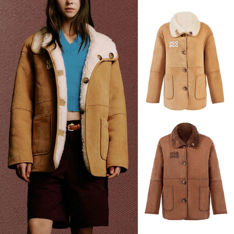 오즈라나 더블 로고 리버서블 시어링 코트 OZLANA UGG OZ8003