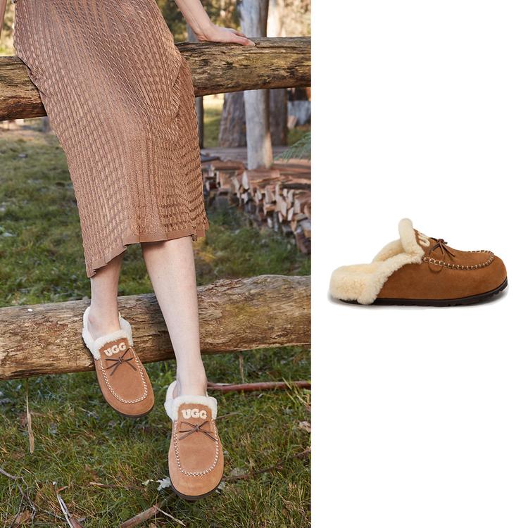 오즈웨어 레티티아 니트 로고 슬리퍼 (굽 3.5cm) OZWEAR UGG OB946