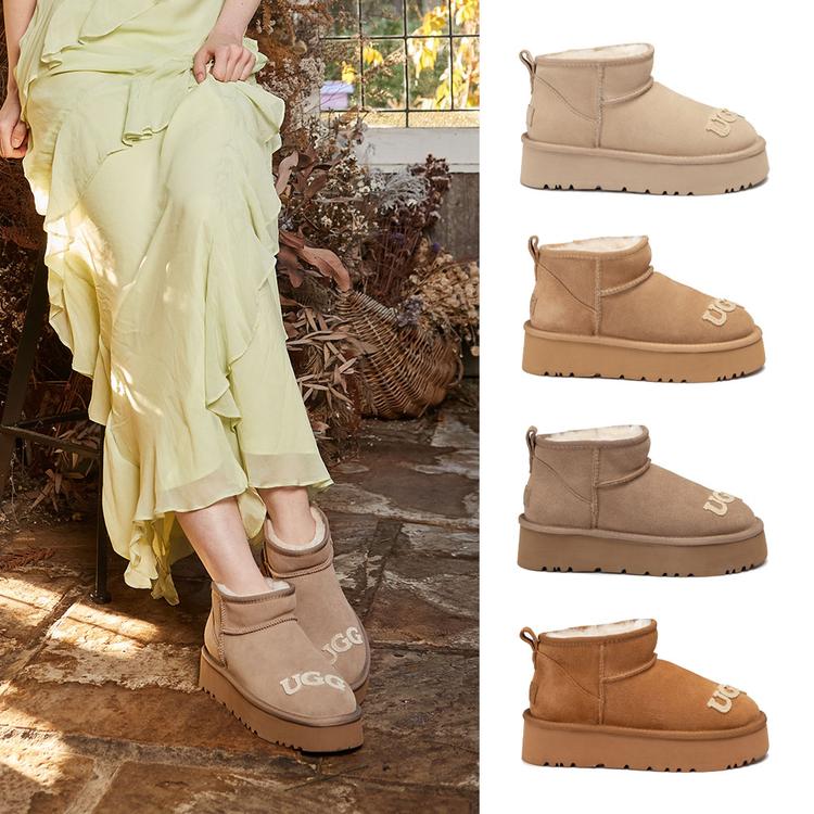 오즈웨어 클래식 다나 자수 로고 플랫폼 울트라 부츠 (굽 5cm) OZWEAR UGG OB988P