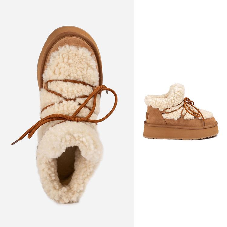 오즈웨어 클래식 플러피 레이스업 플랫폼 미니 스노우 어그 부츠 OZWEAR UGG OB849F