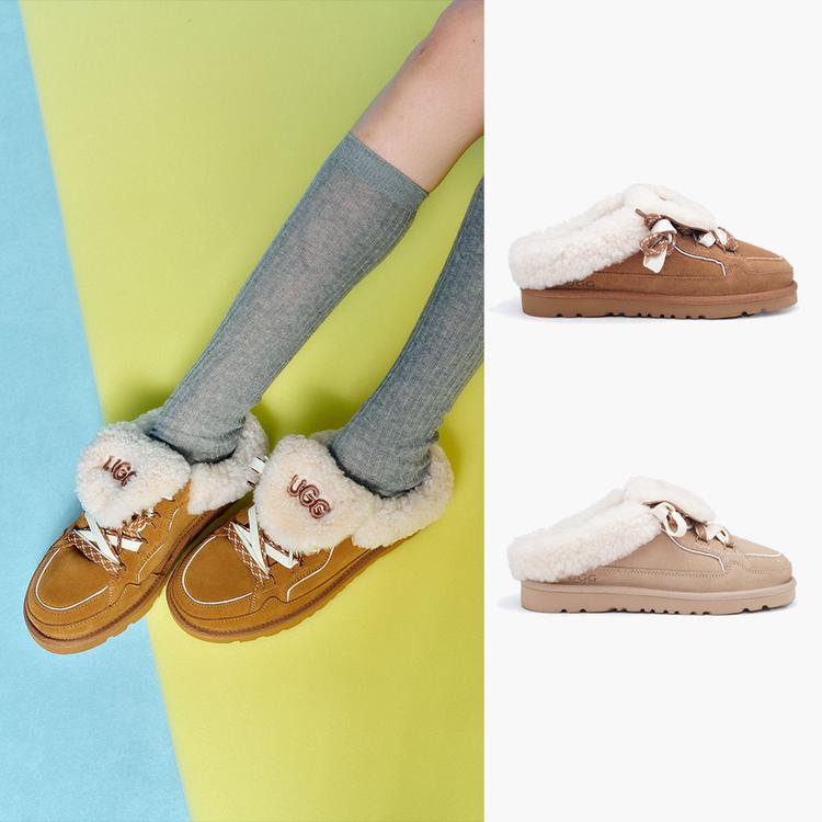 오즈라나 로고 시어링 스니커 로퍼 (굽2cm) OZLANA UGG OZ1040